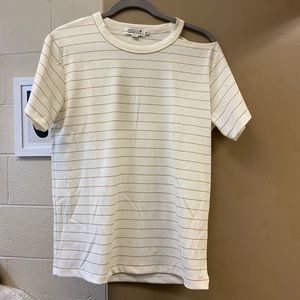 White and Gold Striped Shirt